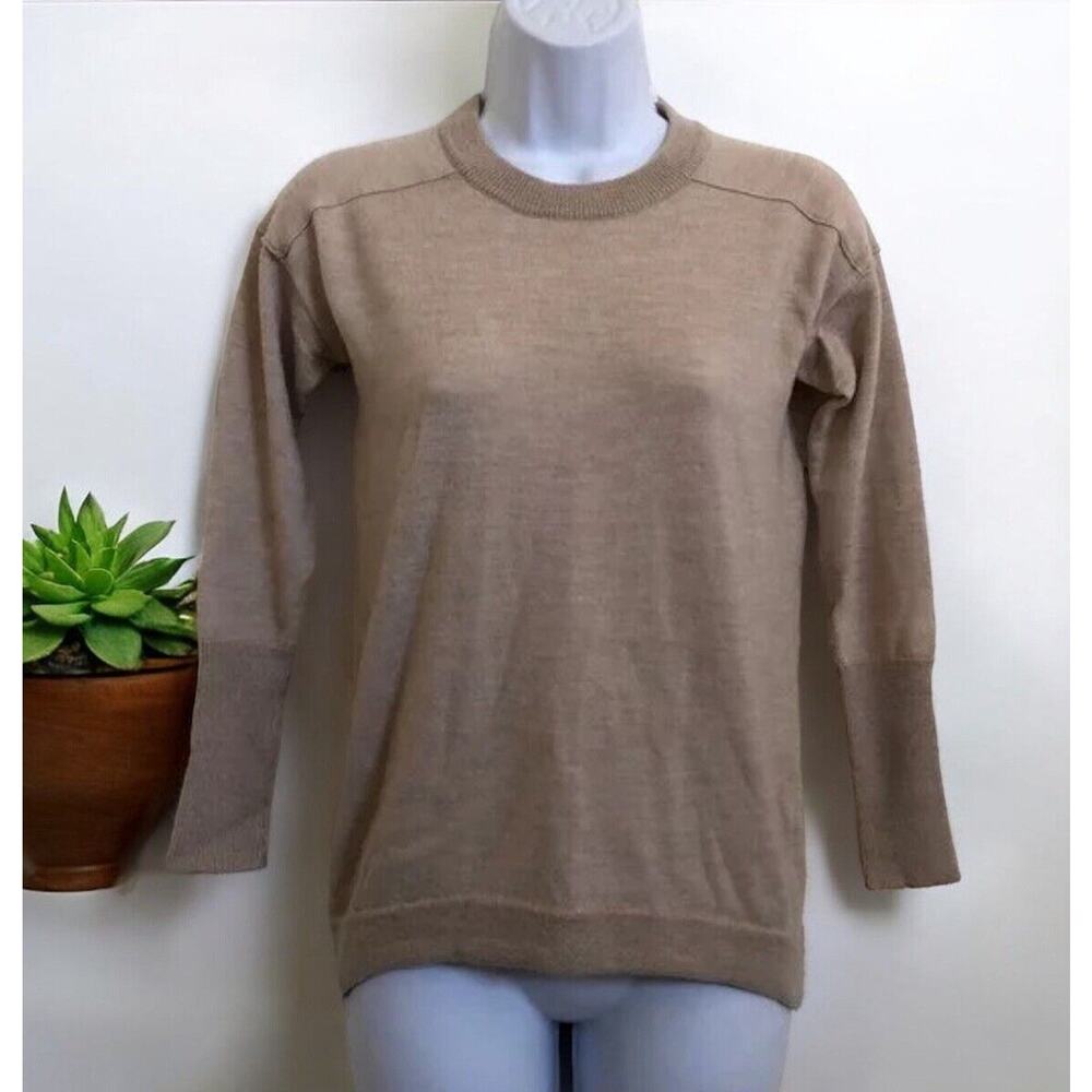 J. Crew oatmeal Tan 3/4 sleeve wool sweater Women’s Size XXS